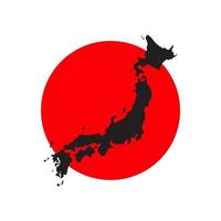 mapa de japón con la bandera de fondo. vector