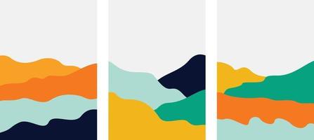 Minimalist curve lines shape set of three Free Vector