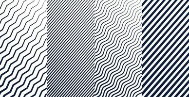 Geometric lines zigzag wavy pattern set of four Free Vector