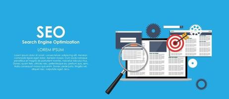 SEO Search Engine Optimazation Vector illustration. Flat computi