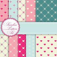 Romantic Seamless Pattern Background Set Vector Illustration