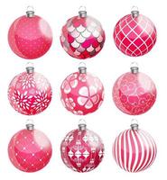 New Year and Christmas Balls Set Vector Illustration