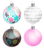 New Year and Christmas Balls Set Vector Illustration