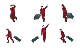 Man Goes to the Suitcase. Vector Illustration.