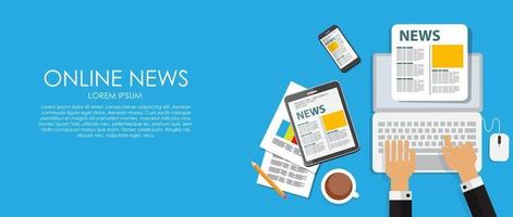 Online News Vector illustration. Flat computing background.