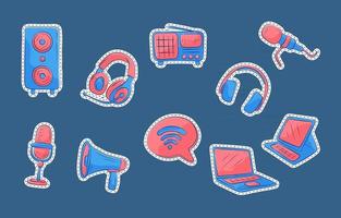 Podcast Elements Sticker vector