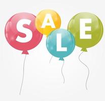 Color Glossy Balloons Sale Concept of Discount. Vector Illustration.