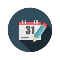 Flat Design Concept Calendar Vector Illustration With Long Shadow.