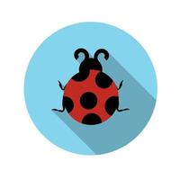 Flat Design Concept Ladybug Vector Illustration With Long Shadow.