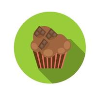 Flat Design Concept Cupcake Vector Illustration With Long Shadow.