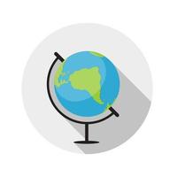 Flat Design Concept Globe Icon Vector Illustration With Long Shadow.