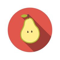 Flat Design Concept Pear Vector Illustration With Long Shadow.