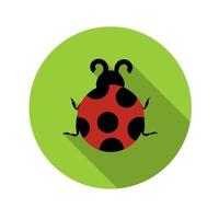 Flat Design Concept Ladybug Vector Illustration With Long Shadow.