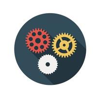 Flat Design Concept Gears Vector Illustration With Long Shadow.