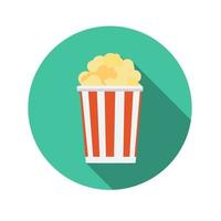 Flat Design Concept Popcorn Icon Vector Illustration With Long Shadow.