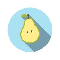 Flat Design Concept Pear Vector Illustration With Long Shadow.