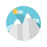 Flat Design Concept Mountains Vector Illustration With Long Shadow.