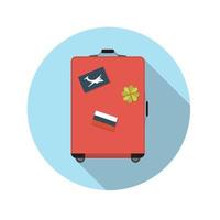 Flat Design Concept Suitcase Vector Illustration With Long Shadow.