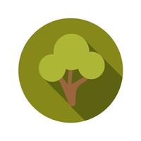 Flat Design Concept Green Tree Vector Illustration With Long Shadow.