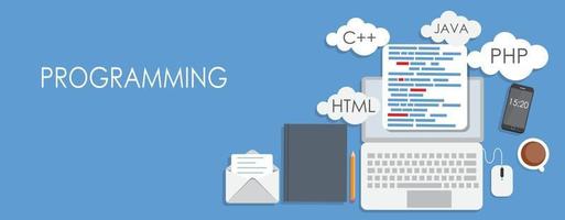 Programming Coding Flat Concept Vector Illustration