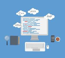 Programming Coding Flat Concept Vector Illustration