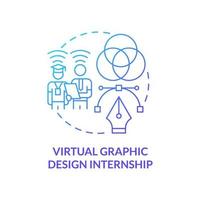 icono de concepto de pasantía de diseño gráfico virtual vector