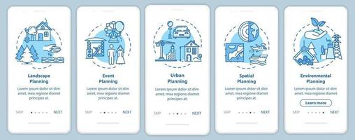 Landscape architecture onboarding mobile app page screen with concepts vector