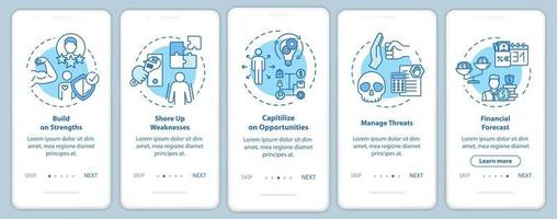 Building up strength onboarding mobile app page screen with concepts vector