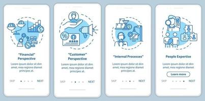 Financial perspective onboarding mobile app page screen with concepts vector