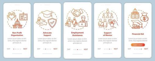 Inclusive society onboarding mobile app page screen with concepts vector