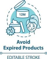 Avoid expired products, healthcare and skincare concept icon vector