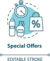 Ofertas especiales, descuento, icono de concepto de mega venta vector