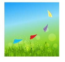 Summer Abstract Background with Grass. Vector Illustration.