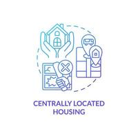 Centrally located housing concept icon vector