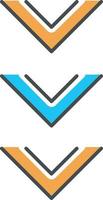 Scrolling down button blue and orange RGB color icon vector