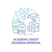 icono de concepto de aprobación de transferencia de crédito académico vector