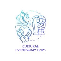 Icono de concepto de eventos culturales y excursiones de un día. vector