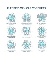 EV introduction round concept icons set. vector