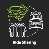 Ride sharing chalk RGB color concept icon vector