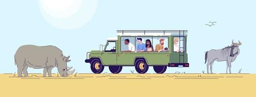 Safari expedition flat doodle illustration vector