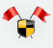 Protective Shield with Red Flags Vector Illustration