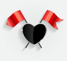 Protective Heart Shield with Red Flags Vector Illustration