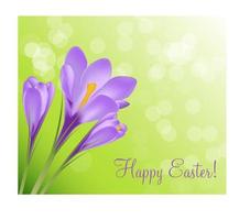 Happy Easter Card with Crocuses Vector Illustration