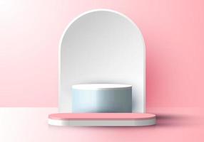 3D realistic pink display product minimal scene background vector