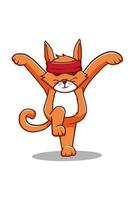 Martial art cat cartoon illustration vector