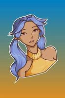 Blue hair girl character illustration