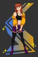Idol girl character illustration vector