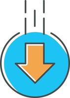 flecha hacia abajo en círculo icono de color rgb azul y naranja vector