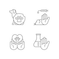 conjunto de iconos lineales de experimentación con animales vector