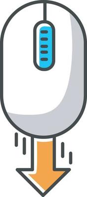 Mouse and down arrow white RGB color icon